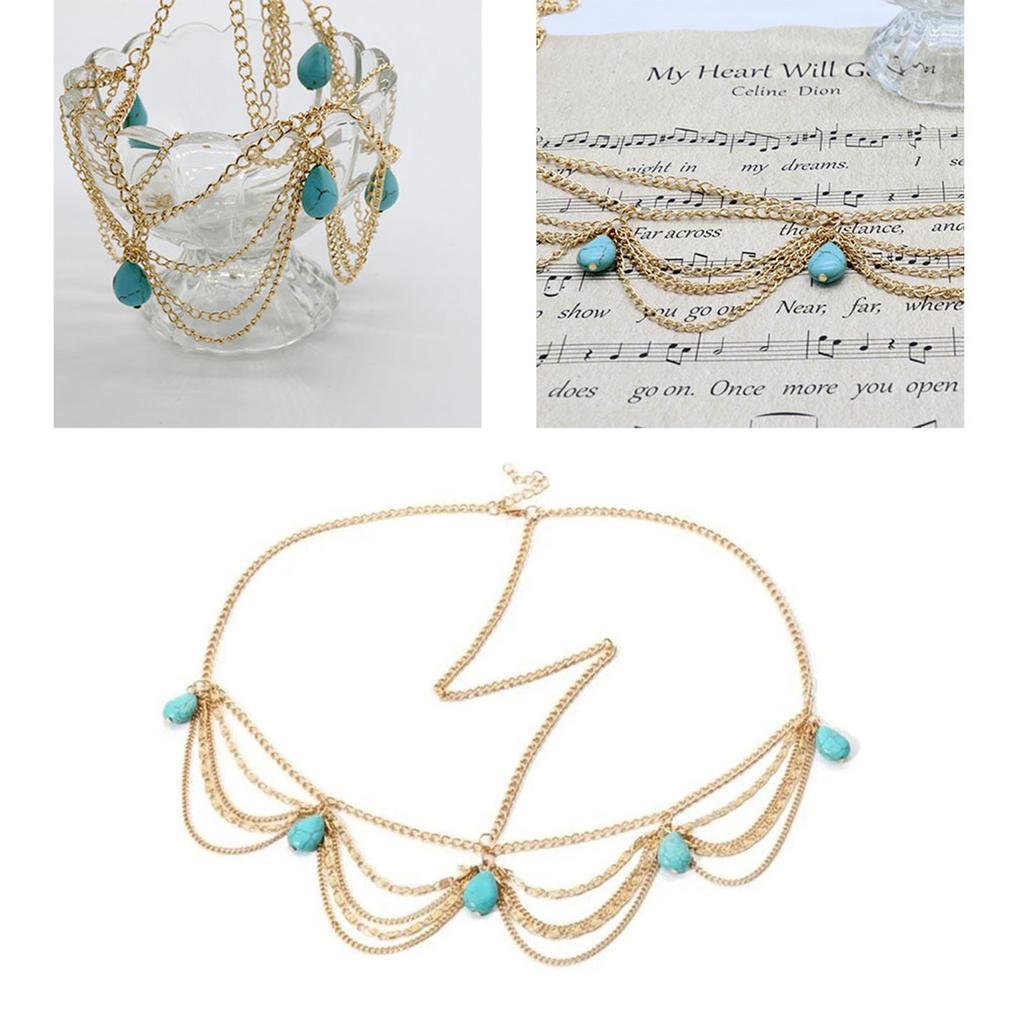 Jewelry Headband 21.7in Long Golden Color Retro Style Exquisite Luster Tassel Forehead Headband for Women Wedding Party