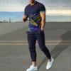Summer Men's T-shirt Pants Sportswear Geometric Printed Pants Set 2-piece Street Wear Suit Sportswear