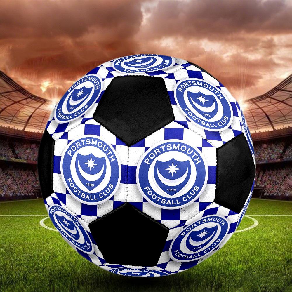 1 pz Pallone da Calcio Portsmouth Football Club Taglia 5 Pallone da Calcetto Indoor alla Moda Colorato Gioco per il Cortile - Ottimo Regalo per i Fan dello Sport HE44