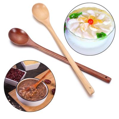 Living Japanese-Style Long Handle Natural Solid Wood Wooden Spoon Tea Spoons Soup Scoops Tableware