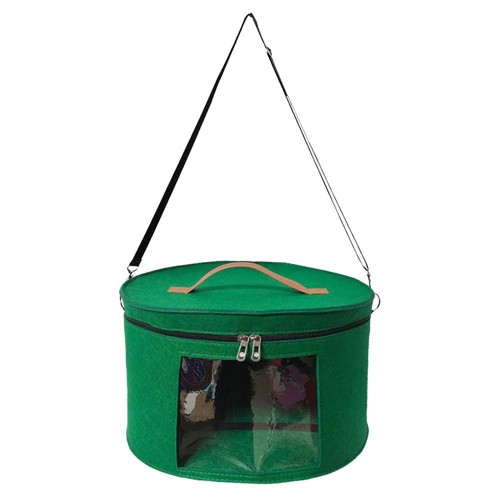 

Ящик для хранения шляп и одежды с ручкой и плечевым ремнем, круглый ящик для ковбойской шляпы, складная сумка-органайзер для шляп для путешествий и хранения в шкафу зелёный