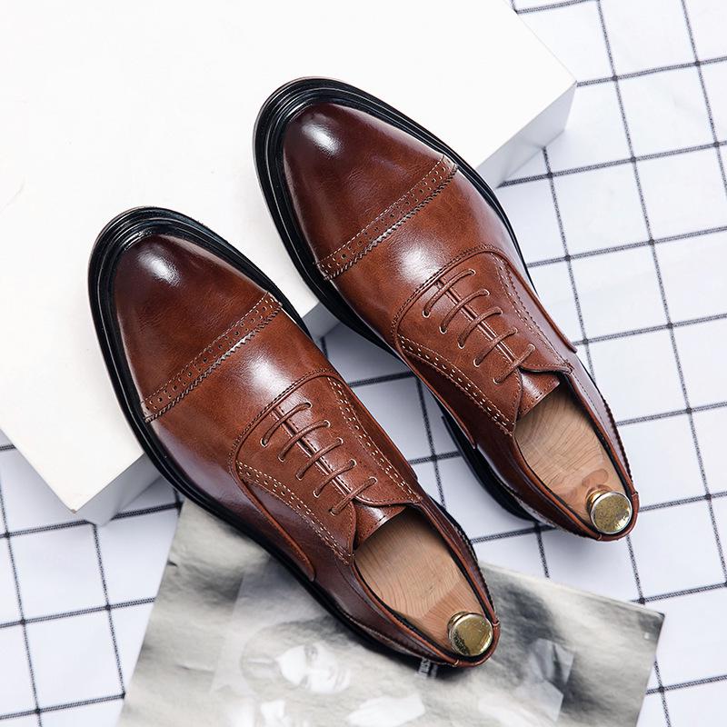 Men s British Style Pointed Toe Leather Shoes – Formal Business & Wedding, Height Increasing, Spring/Autumn 42