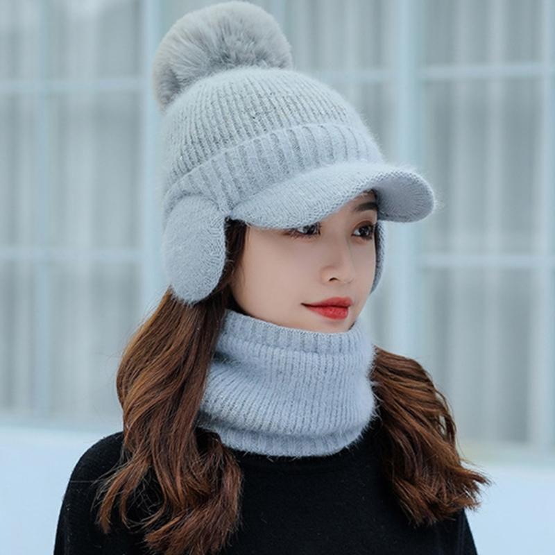 Hat Balaclava Set Beanie Scarf Set Winter Warm Knit Hat Scarf Set Skullies Beanie Men Ear Head-Neck Cover Ski Beanie Hat