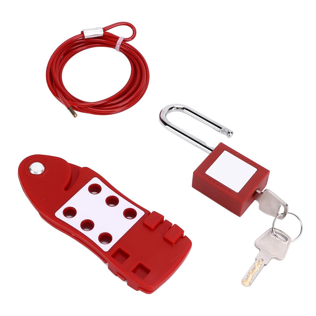 2m6.56ft Cable Lockout Fish Shaped Hasp 38mm Padlock Set Stainless Steel for Chemical Industry