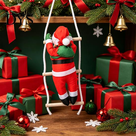 Climbing Santa Claus Decoration Plush Ladder Decoration, Cute Christmas Doll Hanging Ornament with for Xmas Tree, Holiday Window, Party Decor