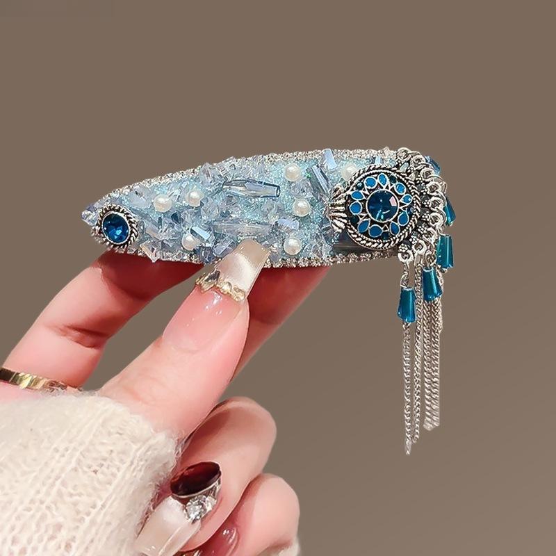 Stylish And Simple Full Diamond Geometric Hairpin, High-End Temperament Side Clip Bb Clip, Versatile Bangs Clip, Hairpin, Hair Accessories