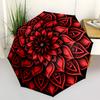 1pc Red Lotus Mandala Umbrella with Plastic Handle,Compact & Stylish,Suitable for All Seasons YS331066