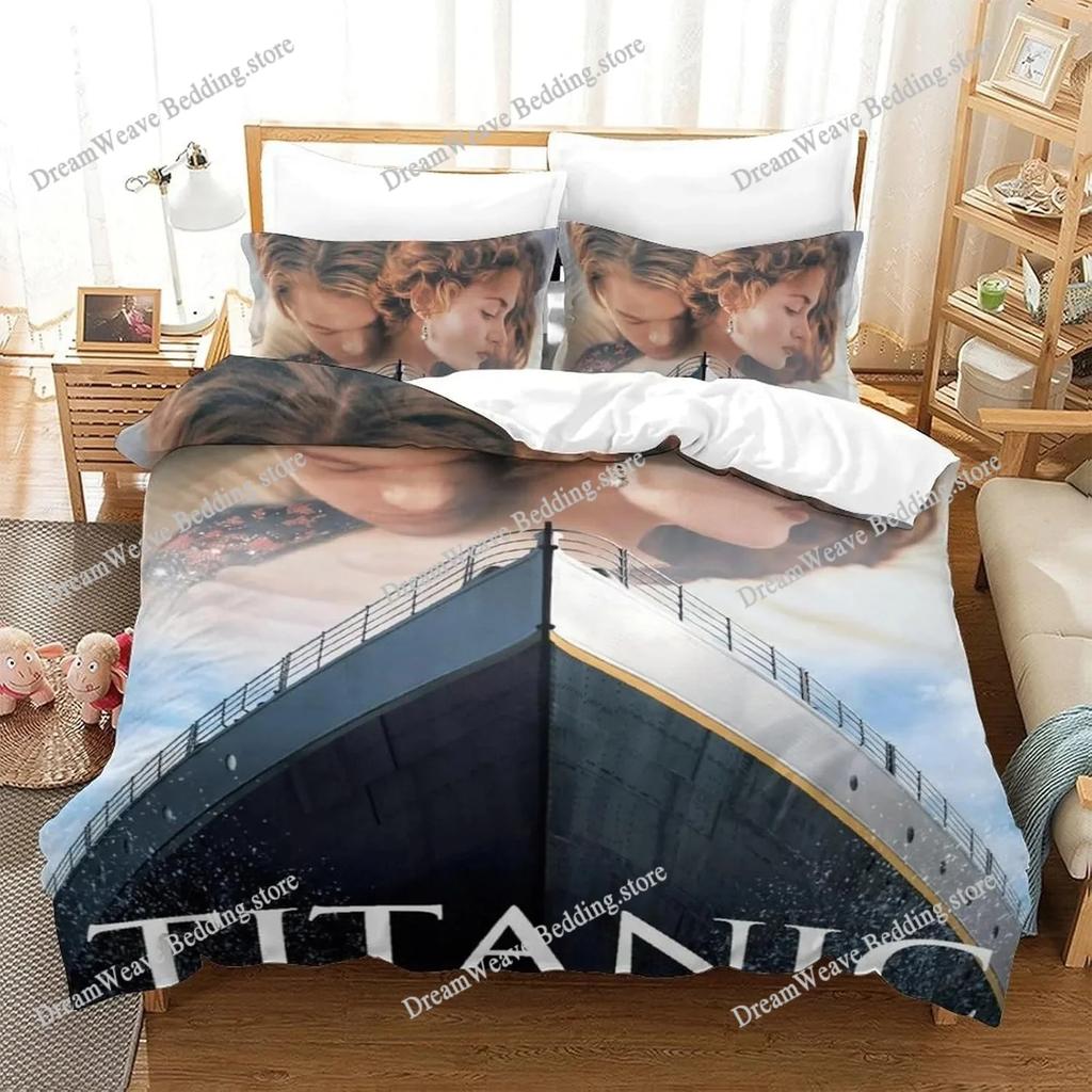 Romantic Love Duvet Cover Pillowcase Titanic Jack Rose Bedding Set Adult Boy Girl Bedroom Decoration Single Double Large Size