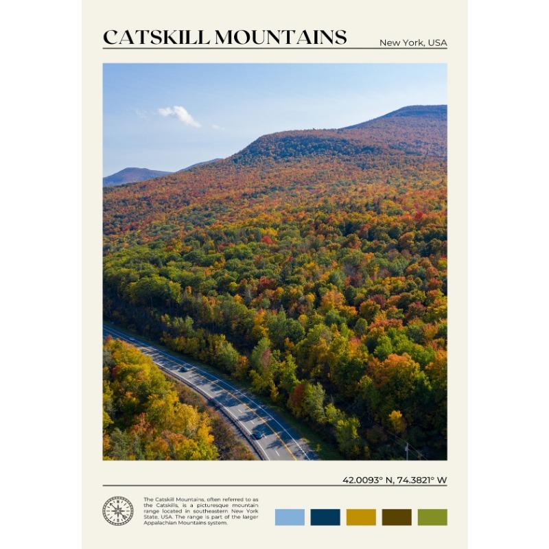 New York Reise Landschaft Poster Catskill Mountains Central Park Hudson Valley Leinwandgemälde Wandkunst Bild Büro Heimdekor