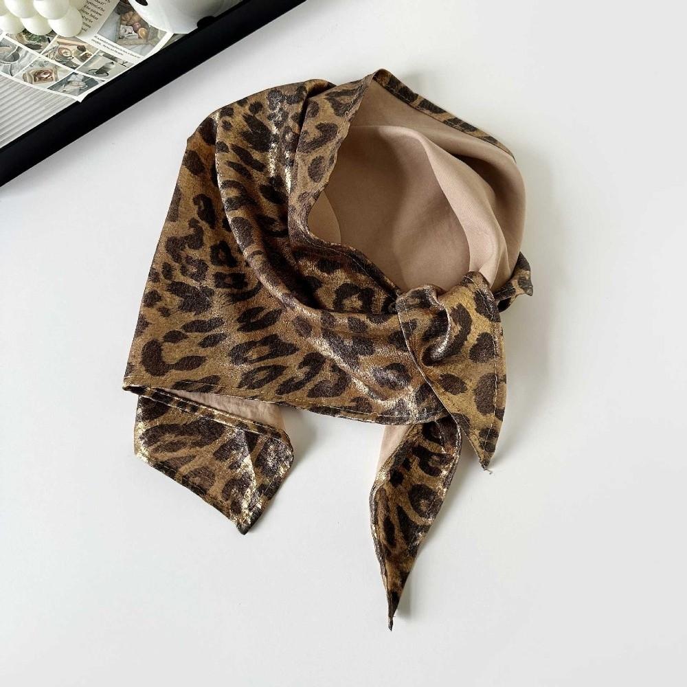 Weiches Wickel-Haartuch mit Leopardenmuster Hip-Hop Punk Bandana Kopfbedeckung Dreieckiges Kopftuch Streetwear