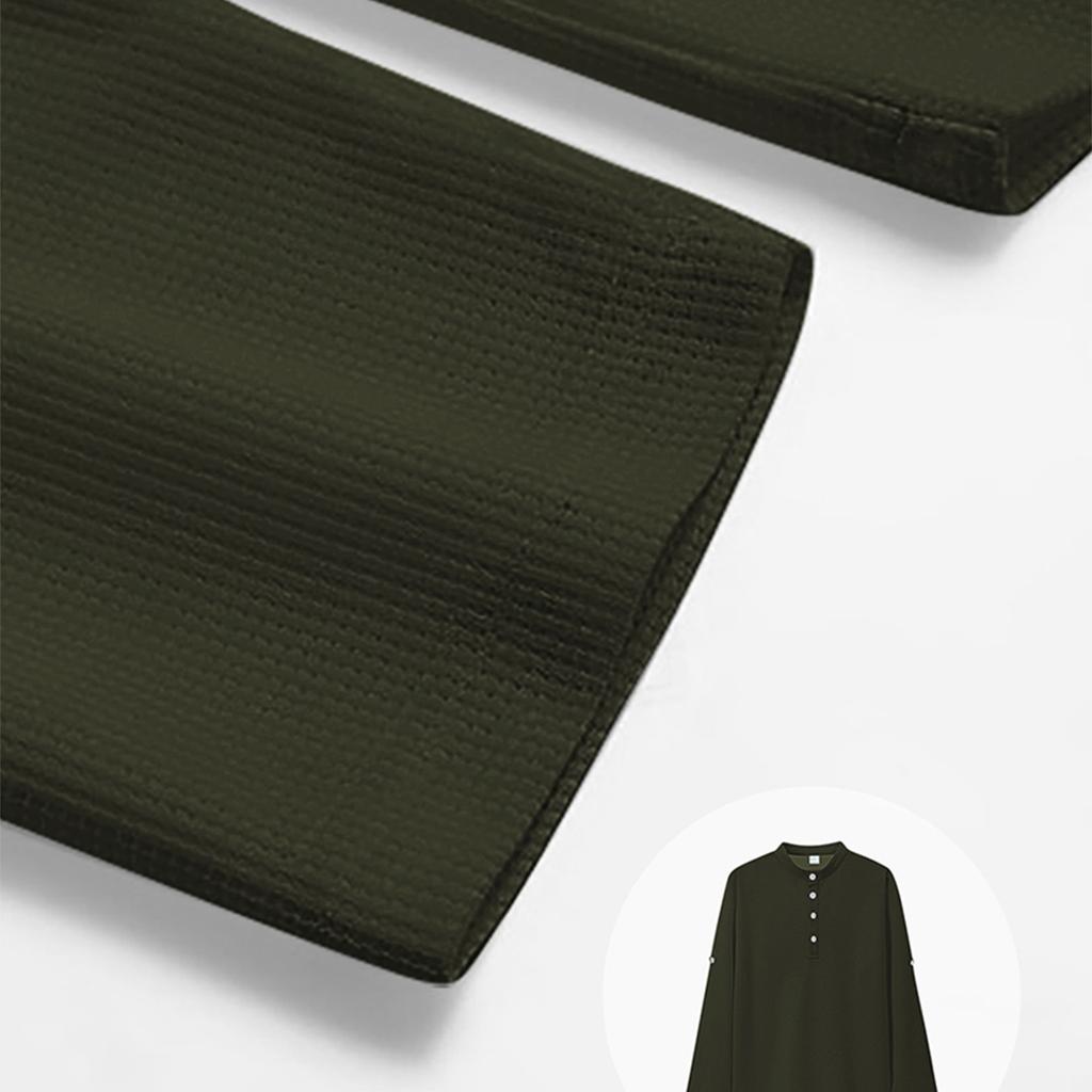 Men'S Fashion Stand Up Collar Solid Color Shirt Casual Long Sleeved Top