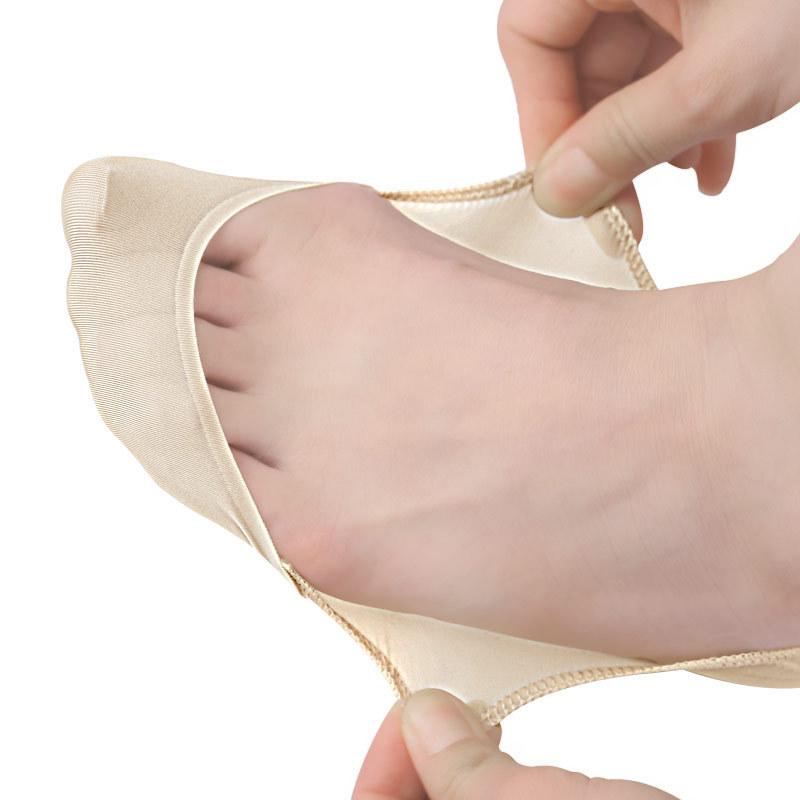 Summer Thin Ice Silk Boat Socks Breathable High Elastic Forefoot Cotton Pad Arch Support Non Slip Invisible Socks