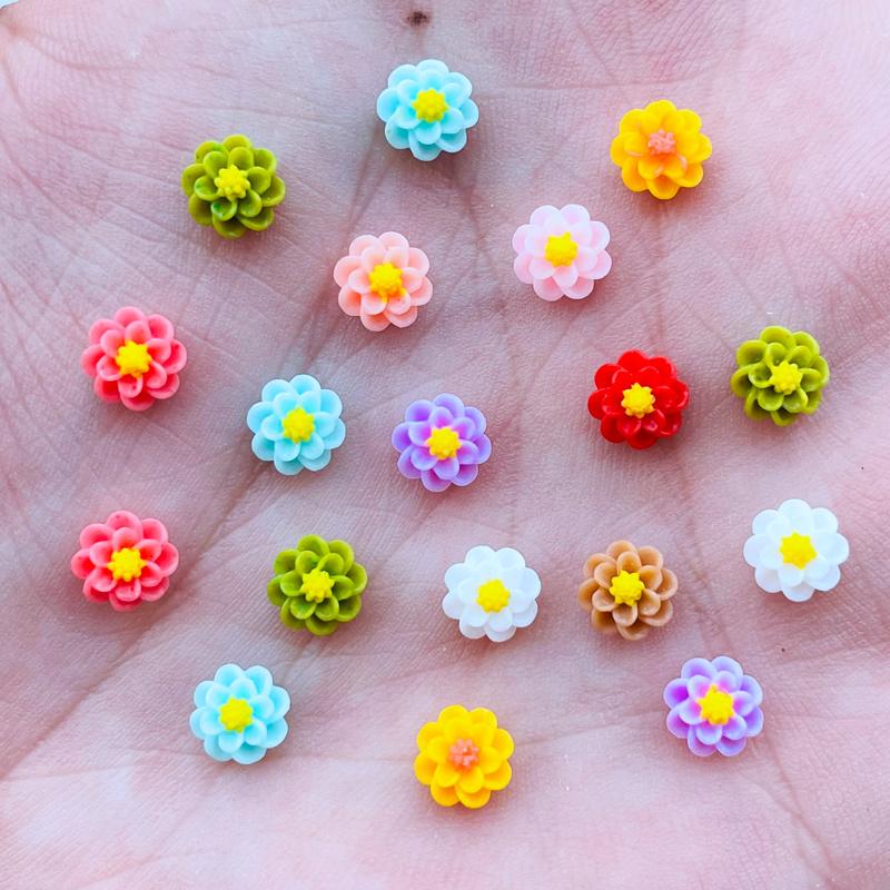 100Pcs New 6Mm Kawaii Cute Mixed Flowers Flat Back Resin Cabochons Scrapbooking Diy Jewelry Craft Decoration Accessorie A41