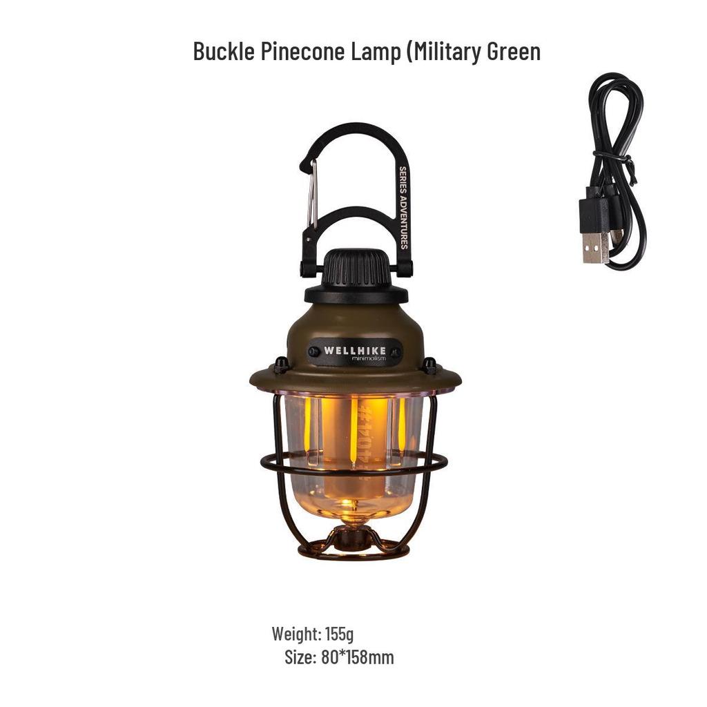Mini Pinecone Retro Handheld Lamp - 8h Battery Life Outdoor Camping Light