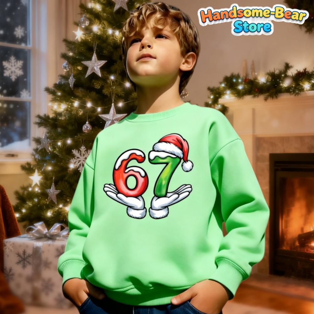 Kinder Herbst Winter Oberteil Weicher Rundhals Hoodie Santa Spruch 6 7 Einzigartig Lässig Feiertagsparty Pullover Sweatshirt Kinderkleidung