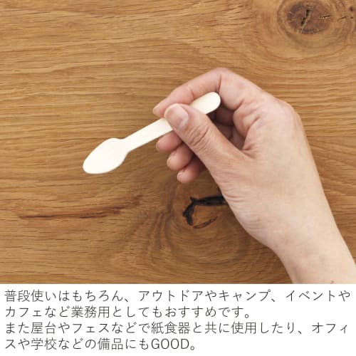 Nakamura Disposable Wooden Dessert Spoons, Individually Wrapped in Unbleached Paper (Case Sold), Natural, Approx. 96mm, 50 Spoons x 100 Packs
