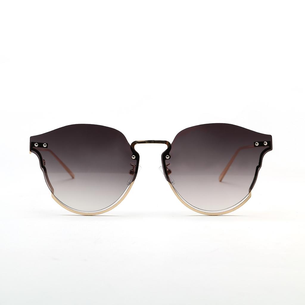 Glasses D1177 Metal Half Frame Cat Eye Rivets Borderless Direct Sales Women'S Sunglasses Men