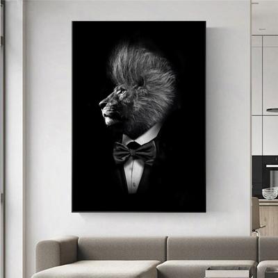 Fashion Lion  Art Canvas Painting Gentleman Animal Graffiti Wall Poster Prints Living Room Home Pictures Decor