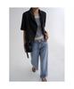 Tailored Collar Short Sleeve Jacket Black