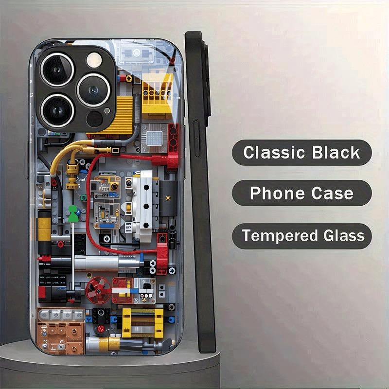 Creative Mechanical Circuit Board Pattern Tempered Glass Black Phone Case For Samsung Galaxy S25 S24 S23 Ultra Plus FE Cover