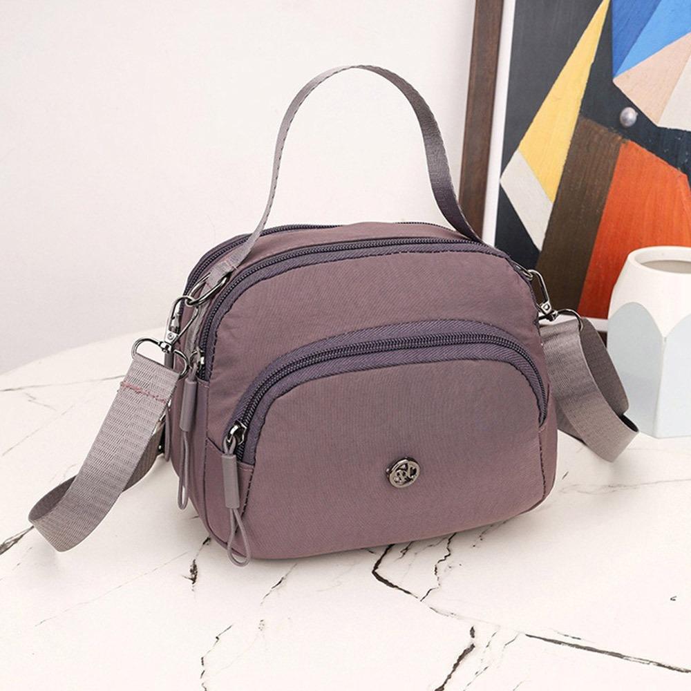 Fashion Nylon Crossbody Bag Solid Color Multifunctional Shoulder Bag Small Women s Purse фиолетовый
