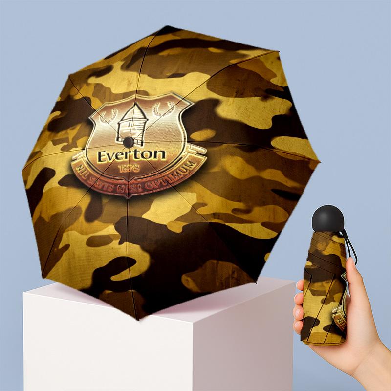 Everton Football Pattern Printed Mini 5 Folds 8 Ribs Compact Umbrella Windproof Waterproof Lightweight Portable Folding