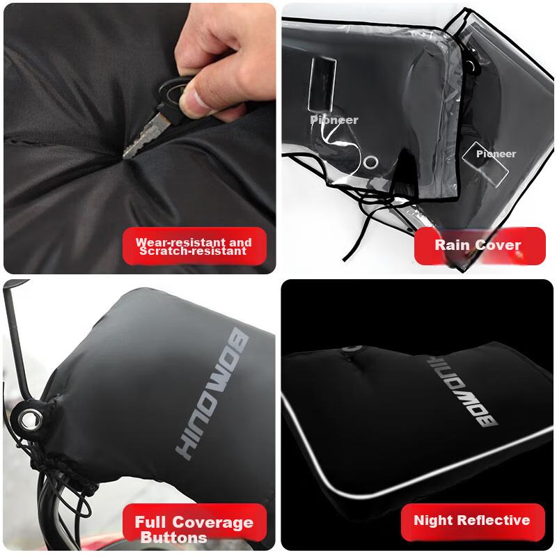 BWNK Electric Motorcycle Gloves, Motorcycle Handlebar Cover, Winter Warm, Scooter, Enlarged And Thickened Fleece, Windproof, Rider Large-Mouth Style