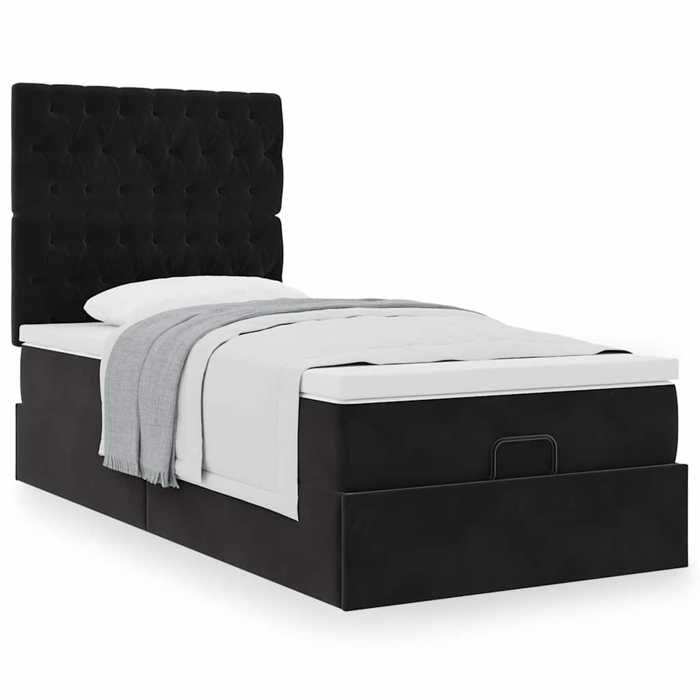 Maison Exclusive - Cadre de lit ottoman avec matelas noir 90x200 cm velours