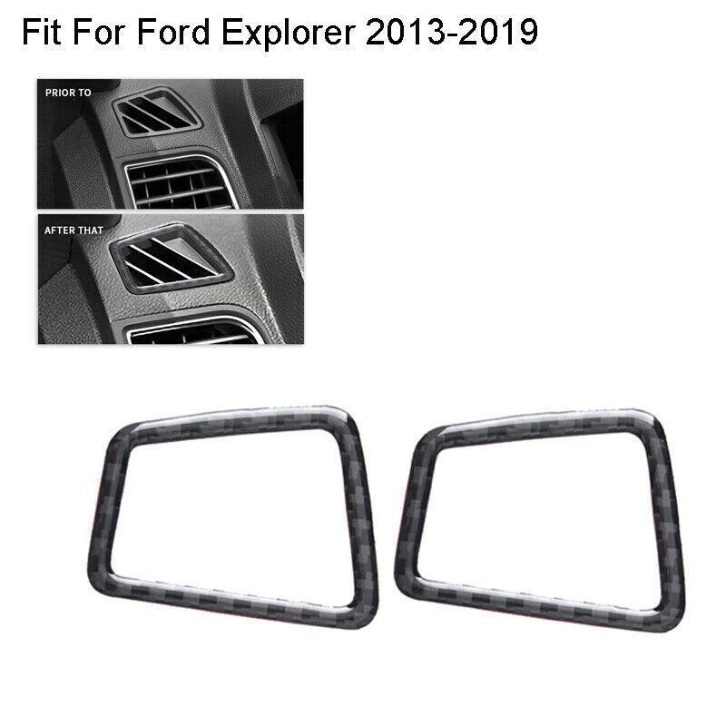 Carbon Fiber Air Vent Outlet Decorative Cover Trim For Ford Explorer 2013-