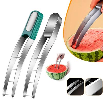 Affettatrice per anguria, in acciaio inox, per cubetti di anguria, coltelli per anguria sicuri, taglia melone per gadget da cucina