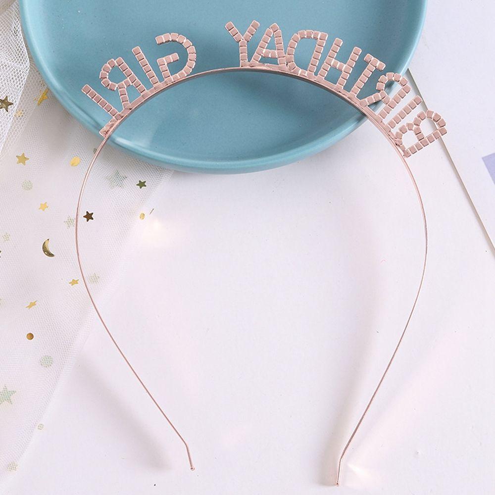 Birthday Decoration Happy Birthday Headband Rhinestone Crown Female Jewelry Korean Style Hair Hoop