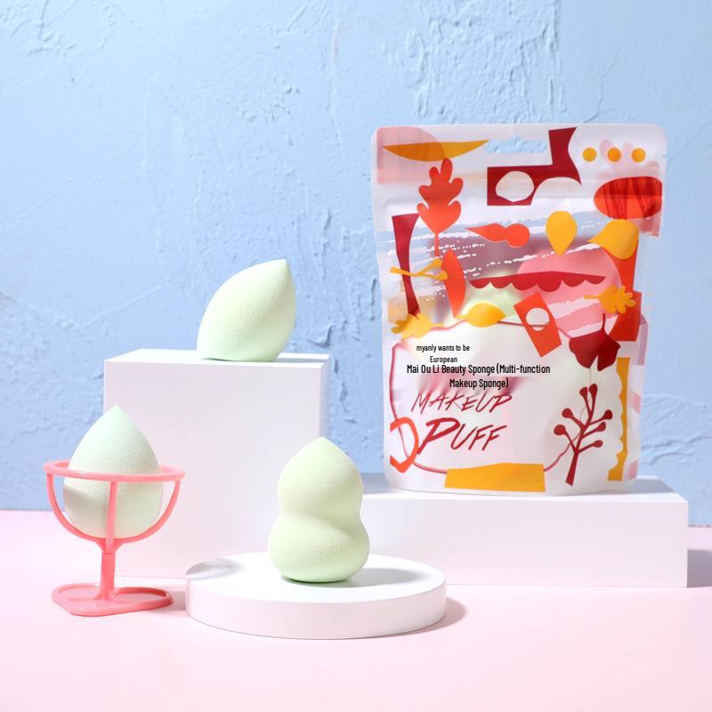 

Набор из 4 супермягких спонжей для макияжа со подставкой - Гипоаллергенные для сухого и влажного использования