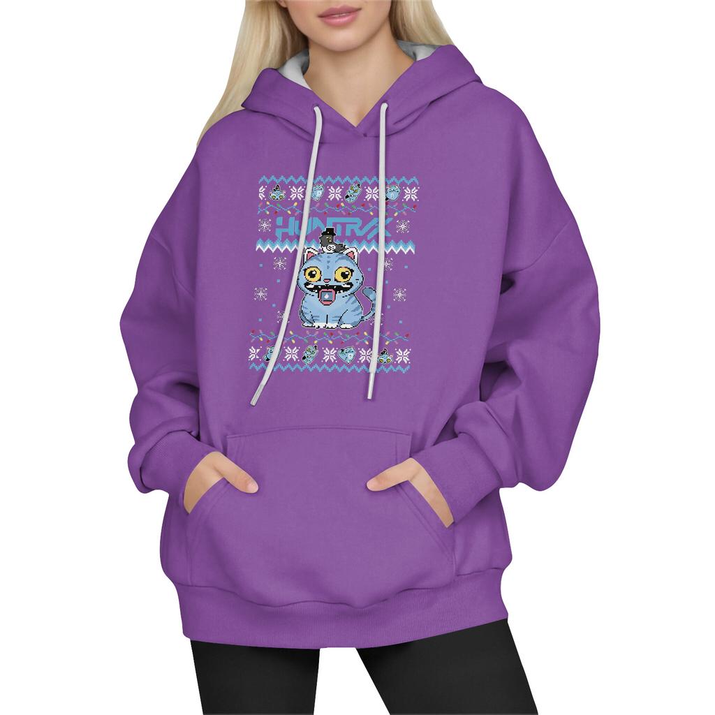 Women's Fashion Long-Sleeve Pullover Hoodie with Fun Movie-Inspired Prints