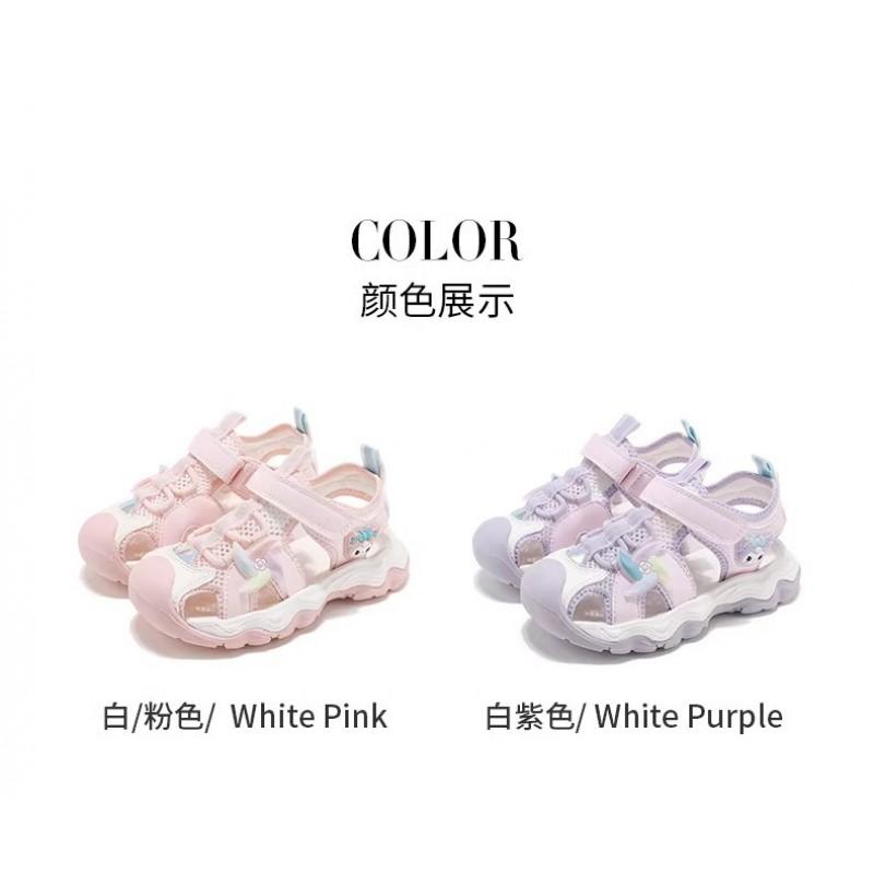 Girls Open Toe Sandals With Adjustable Strap PU Mesh Beach Shoes Kids 4-16 Years