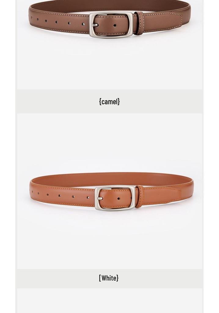 Women's 2024 Genuine Leather Belt - Versatile, Soft Cowhide Waistband for Jeans, Decorative Black.