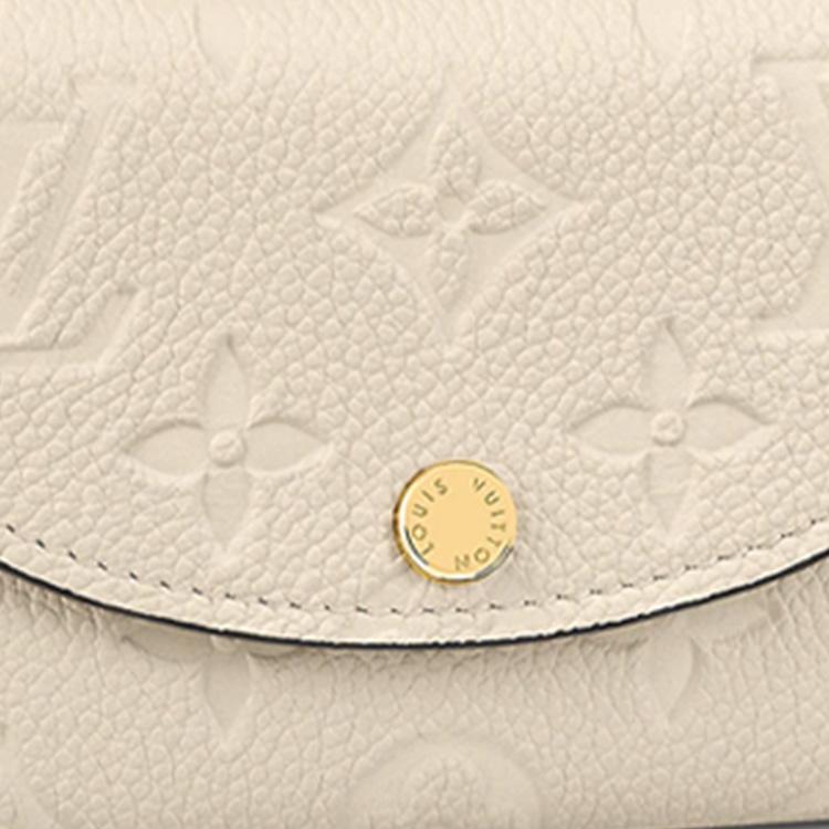 Louis Vuitton Rosalie Solid Color Embossed Soft Grain Leather Card Holder Wallet Women Wallet Beige M81445