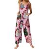 Womens Casual Overalls Jumpsuits Adjustable Straps Sleeveless Print Comfy Rompers With Pocket