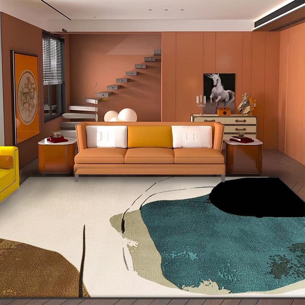 Moderner Leichter Luxus Einfacher Teppich Wohnzimmer Dekoration Abstrakter Teppich Große Fläche Schlafzimmer Lounge Teppiche Rutschfeste Bodenmatte Waschbar