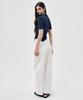 Laneonkyulleoseu Asymmetrical Cutout Collar Short Sleeve Top_Navy