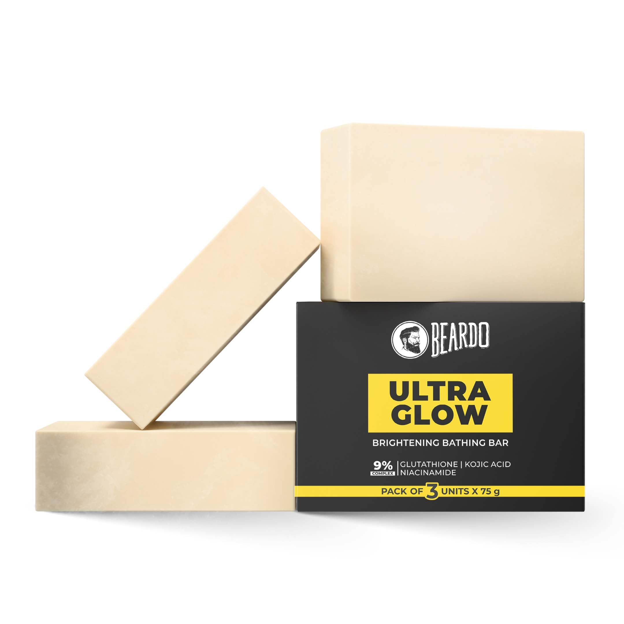 

Beardo Осветляющее мыло для тела Ultraglow | Комплекс 9% глутатиона, ниацинамида и койевой кислоты | Осветляющее мыло для кожи | Отбеливающее мыло для мужчин | Дермато