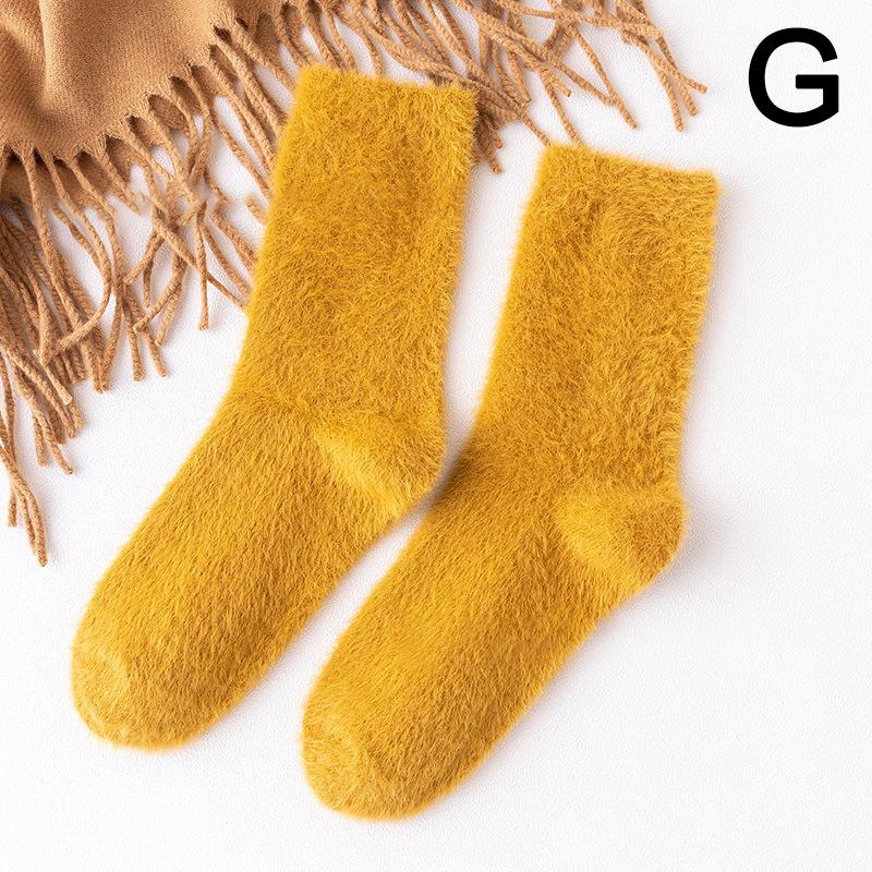 Women's Autumn And Winter Warm Mink Fleece Tube Socks Plush Sleep Socks Mid Calf Hosiery Sock