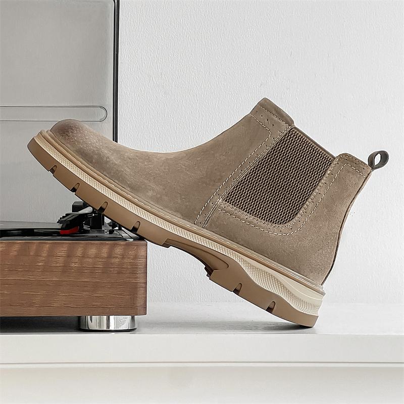 Fashion Stylish Autumn/Winter Men British Style Thick Soled Chelsea Boots Classic Casual Mens Side Zipper and Comfortable High Top Boots