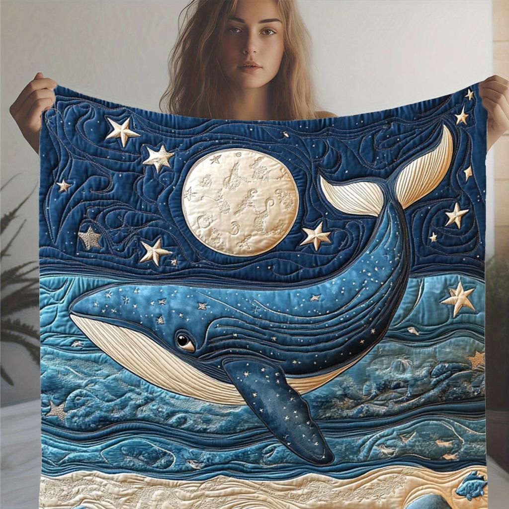 Artistic Ocean 2D Starry Sky Whale Print Blanket Soft Warm All Season Couch Sofa Bed Throw Air Conditioning Blanket