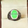 Jade Oval Cut Gemstone With 925 Sterling Silver Ring For Men's #B154 JL375671602393
