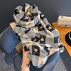 Patchwork Contrasting Color Cartoon Cotton and Linen Scarf  Versatile and Elegant Shawl Scarf  Beach Scarf  Simple Woman Scarf