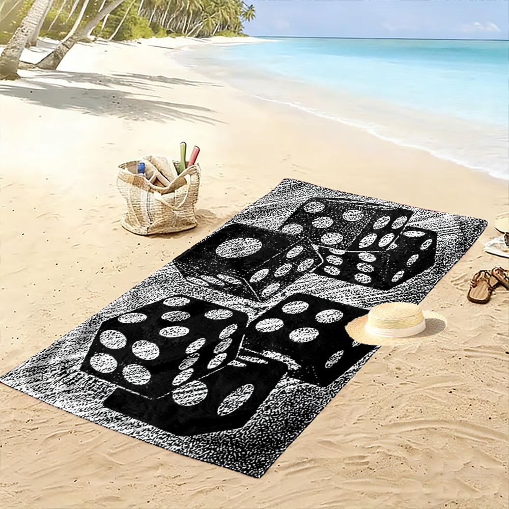Rolling black dice artistry Print beach towel, quick drying, suitable for travel, outdoor sports, jogging, the beach and swimming, gift