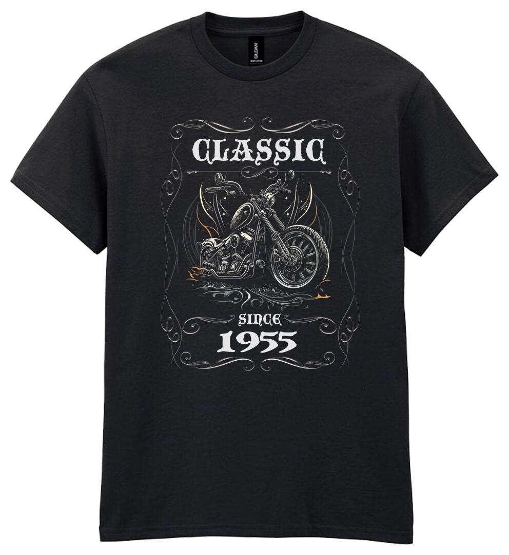 Mens 70th Birthday Bikers T-Shirt Mens Womens Tees Top Classic Since 1955 70 Chopper Motorcycle Gift XL