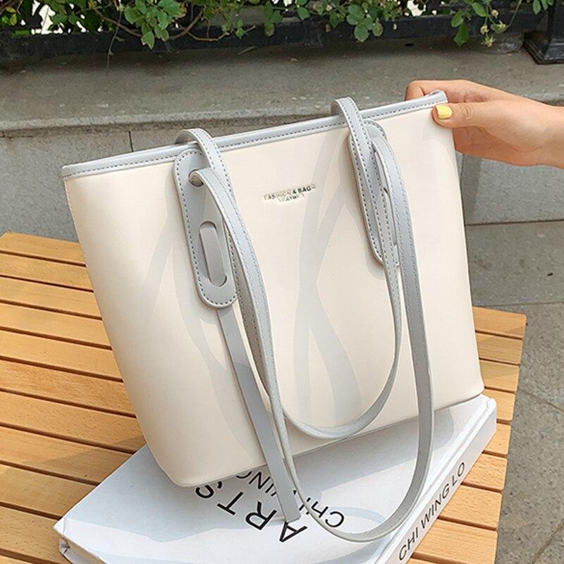Women's Fashionable Simple Large Capacity PU Shoulder Bag