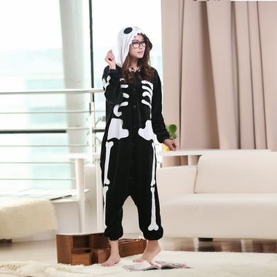 Kigurumi Skelett Frauen Flanell Pyjamas Nachtwäsche Tier Cosplay Niedliche Cartoons