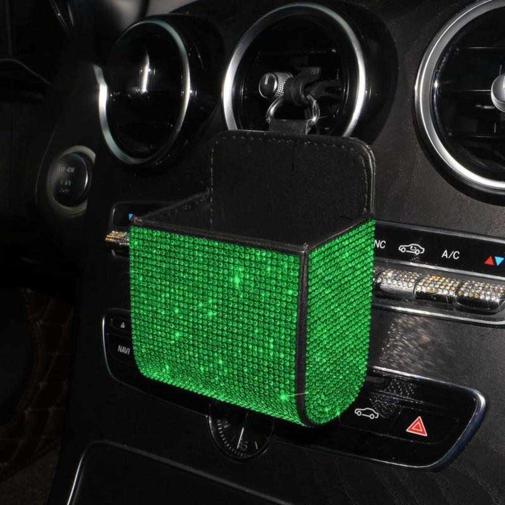 Shiny Sparkling Rhinestone Glitter Organizer Leather Vehicle Interior Accessory Vehicle Organizer